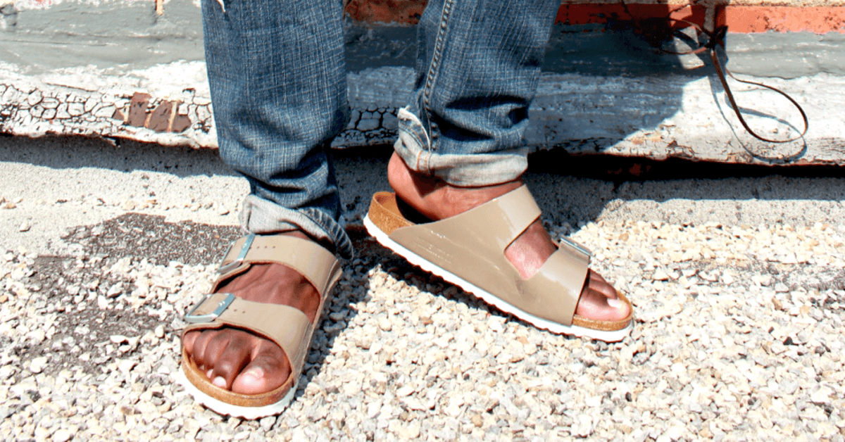 Beige Birkenstock sandals