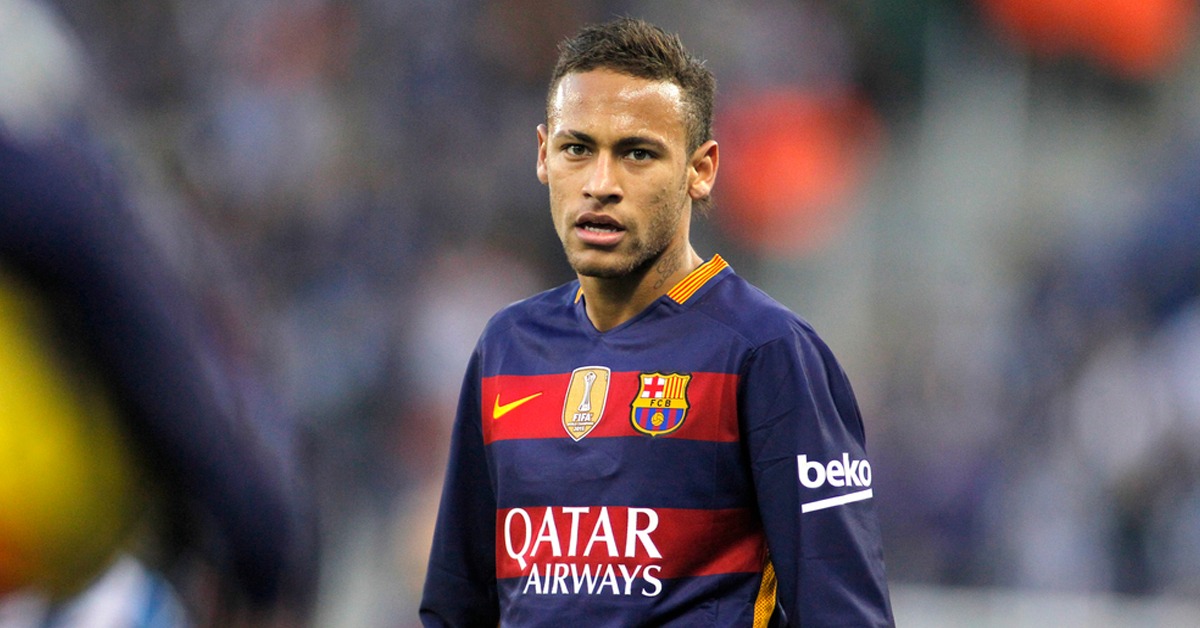 Neymar with a brushed up hairstyle look