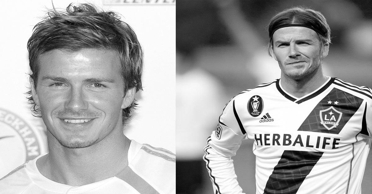 David Beckham with a long side swept fringe