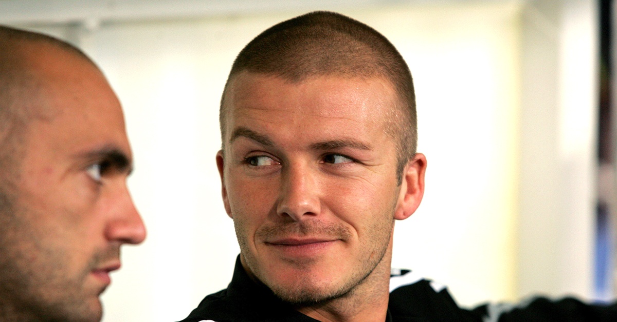 Beckham with a close head shave