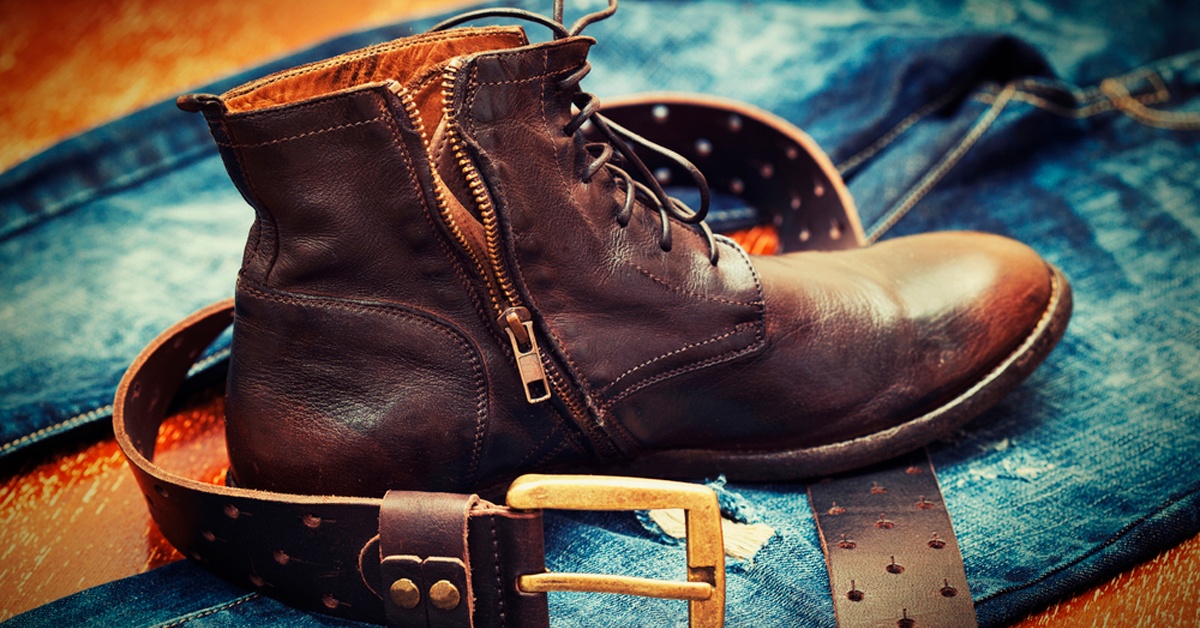 Brown leather boots and matching belt