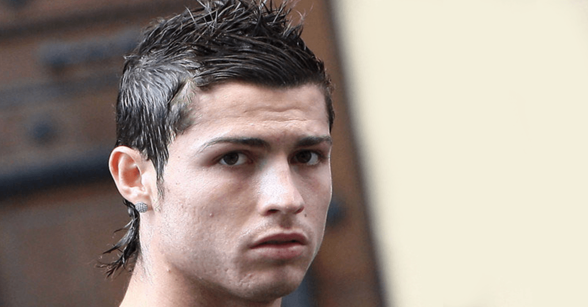 Cristiano Ronaldo with a spiky hairstyle