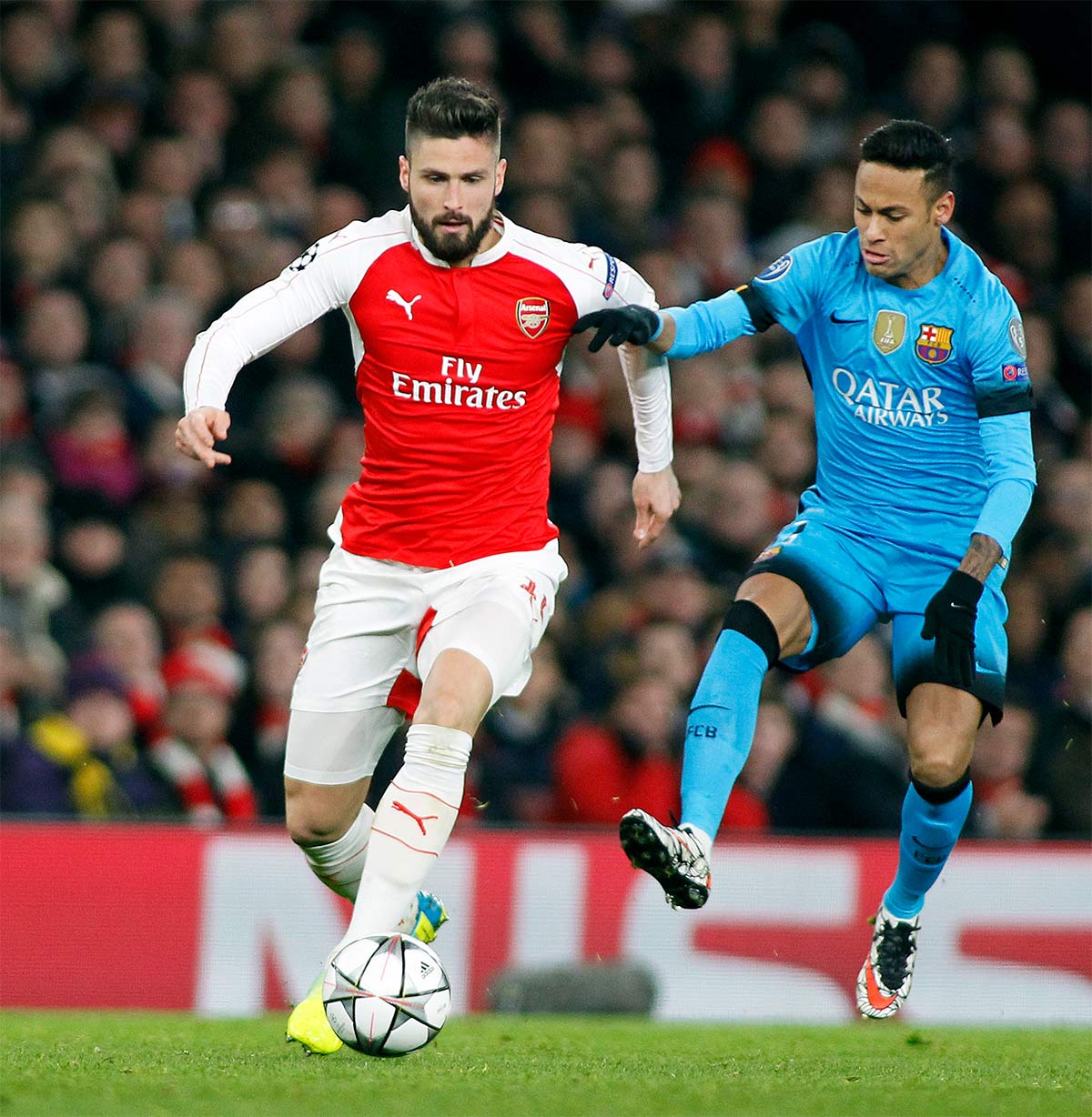 Giroud and Neymar on the field