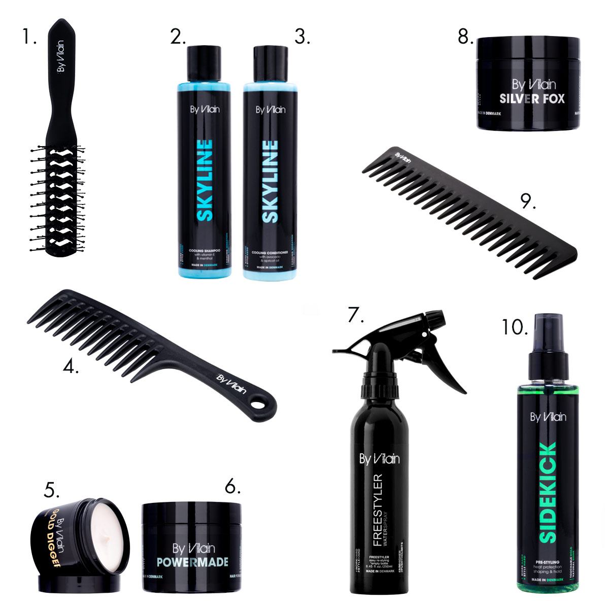 Products for the three hairstyles