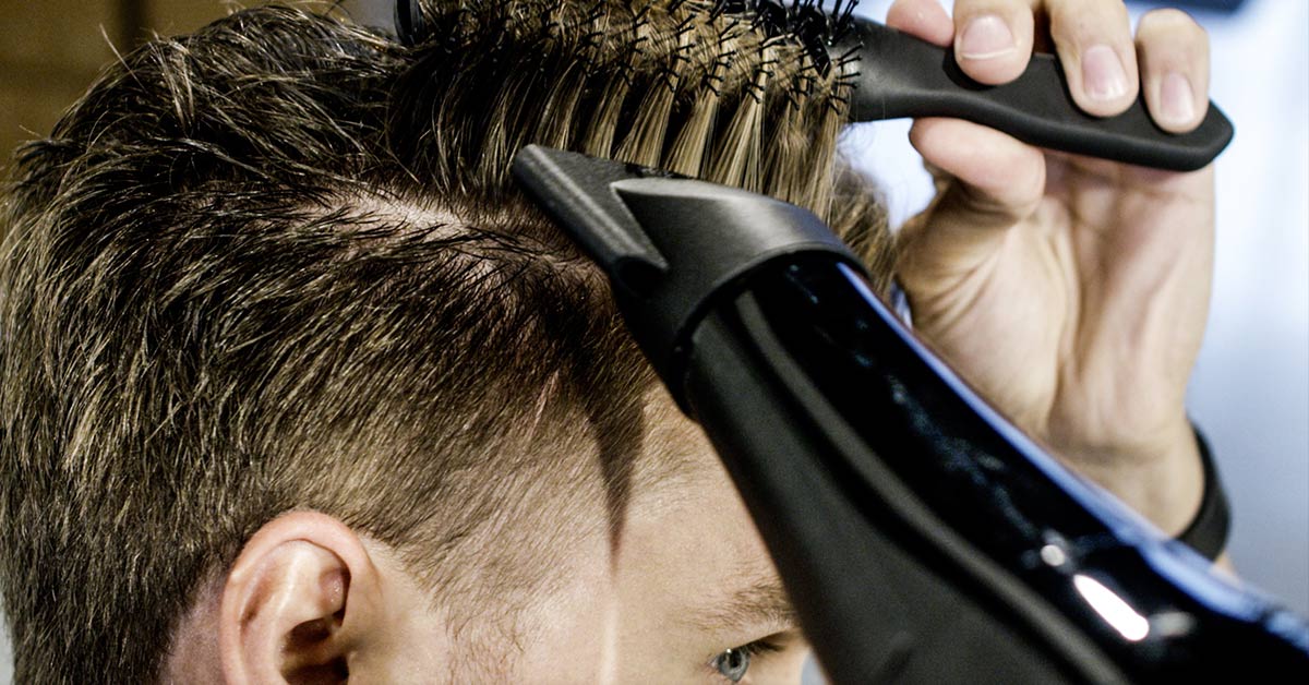 Blow-drying the hair