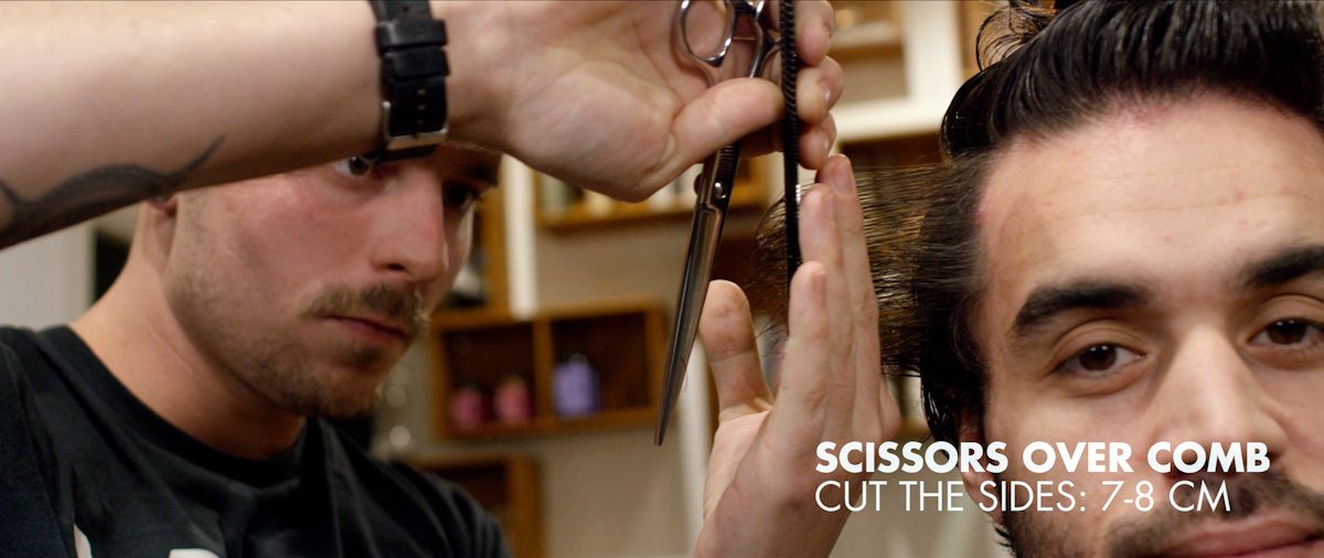 Scissors over comb cut the sides