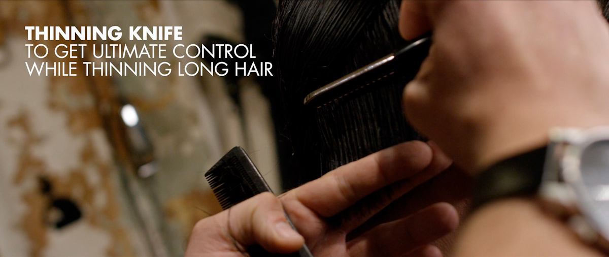 Thinning hair with a thinning knife