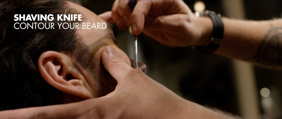 Contouring the beard with a shaving knife