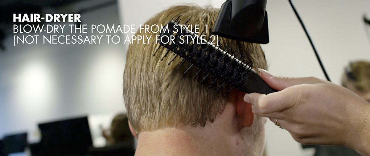 Blow dry the pomade (from style 1) into the hair