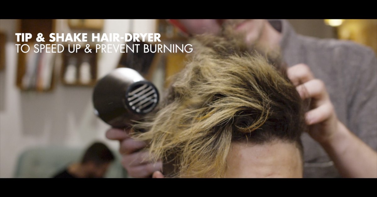 Shake the blow dryer to speed up the process and prevent burning