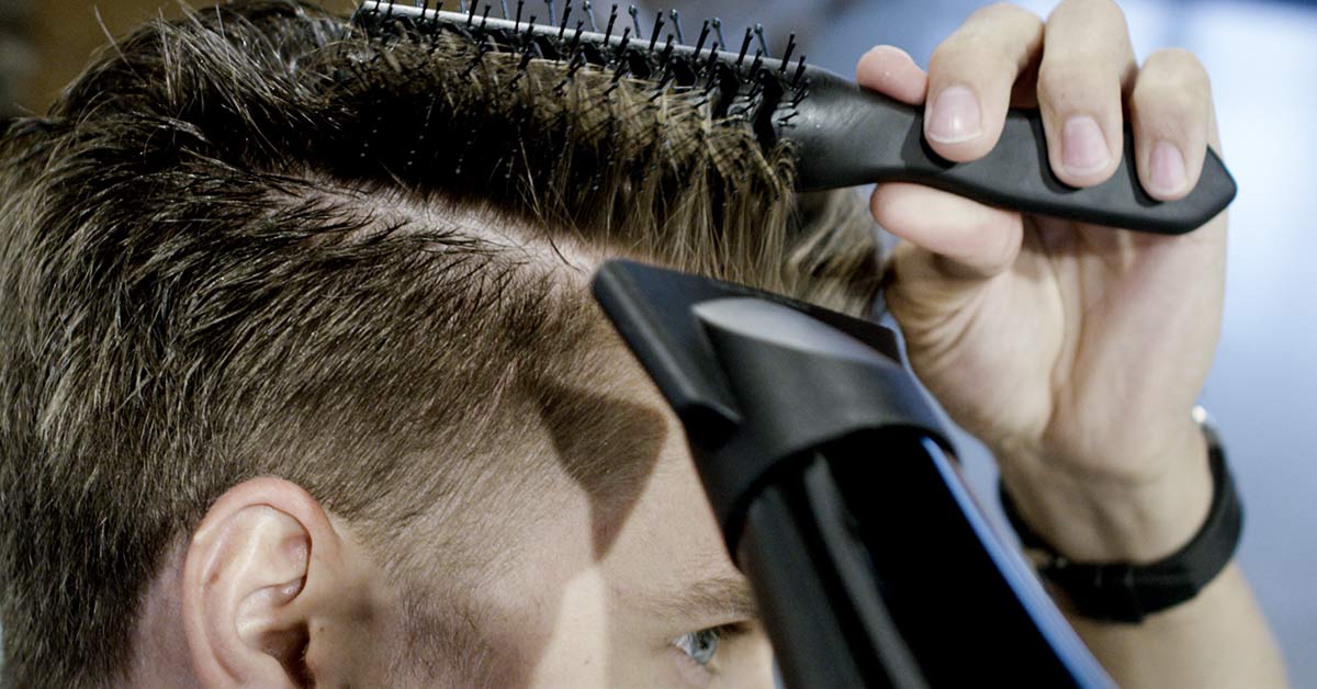 Blow drying hair using a skeleton brush