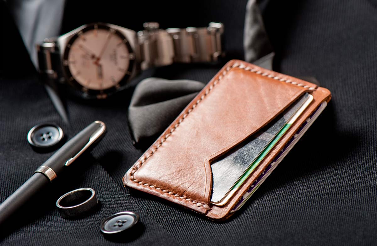 Brown leather cardholder