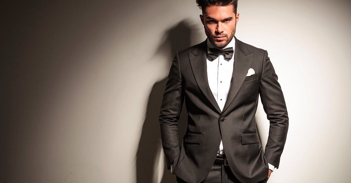 Man in grey tuxedo