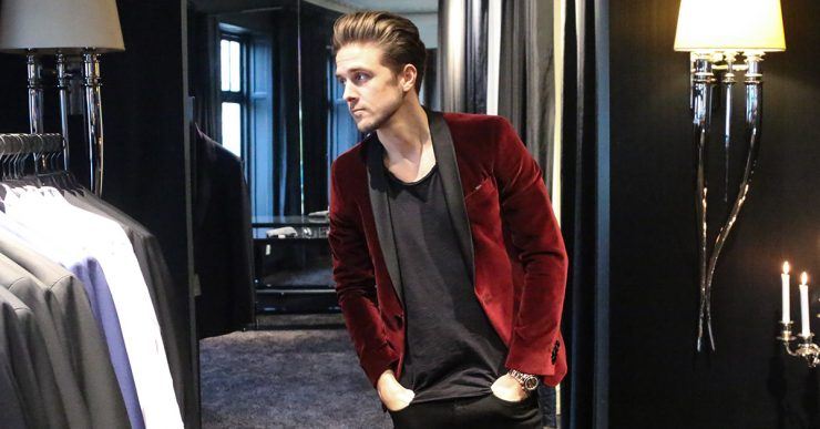 Cool stylish red velvet tux