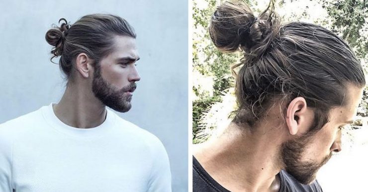 The full man bun styled or shaggy