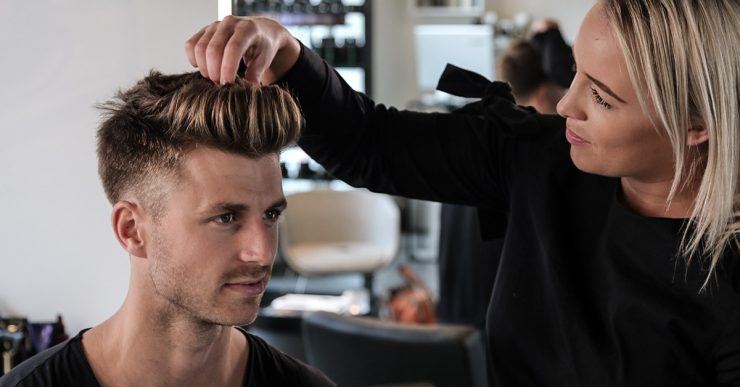 Hair styling at the salon